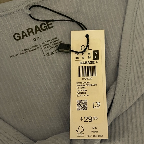 Garage Sexy Twist Blue Long Sleeve Ribbed Croptop - Picture 3 of 4